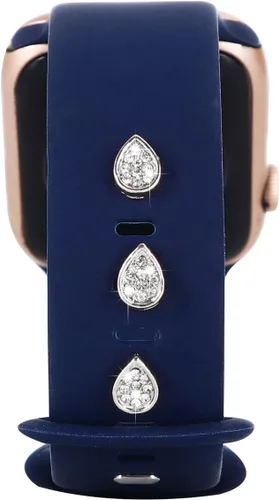 Vista 8 de 3 piezas de clavos decorativos de metal brillante compatibles con Apple Watch Band 45/44/42/41/40/38mm bandas de silicona para mujeres iWatch Series
