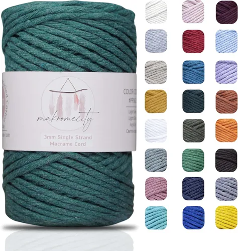 Vista 125 de Makromecity, Cordón de macramé de un solo hilo de 3 mm x 100 yardas (300 pies) de 3 mm de cordón de algodón azul bebé para arte y manualidades