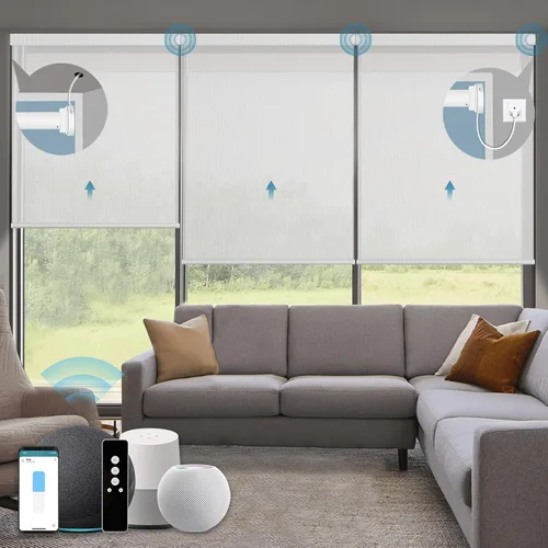 Vista 30 de Persianas enrollables inteligentes, persianas enrollables con cable 1% de apertura, compatibles con Google Home Alexa, persianas automáticas 1%