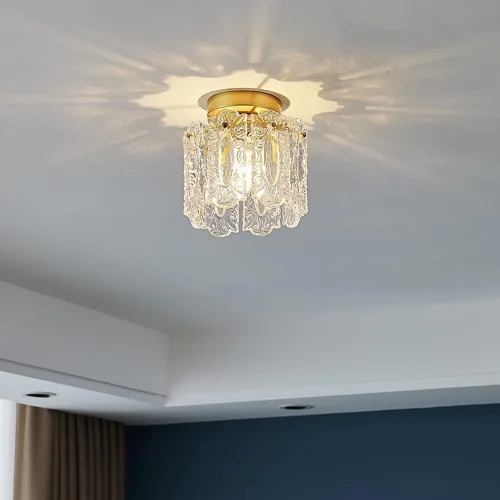 Vista 3 de Lámpara de techo de montaje empotrado, lámpara de techo de vidrio tallado, pantalla de vidrio transparente, lámpara de techo para cocina, isla, sala