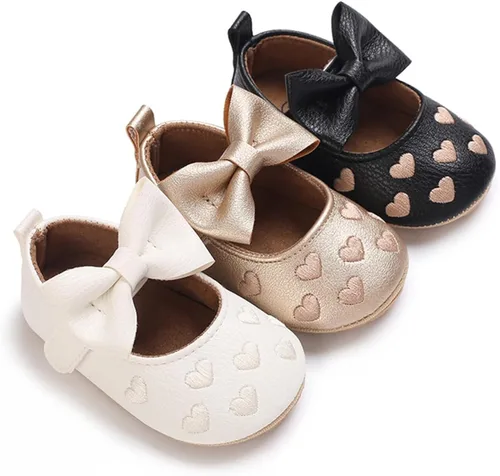 Vista 6 de BEBARFER Zapatos Mary Jane para bebés y niñas, planos con nudo de lazo, suela antideslizante para niños pequeños