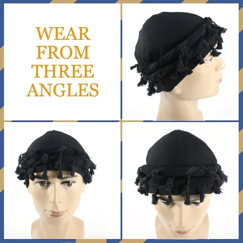 Vista 3 de Gturytr Turbante para hombre, turbante vintage con forro de satén Durag, turbante de halo para mujer, turbante modal y satén