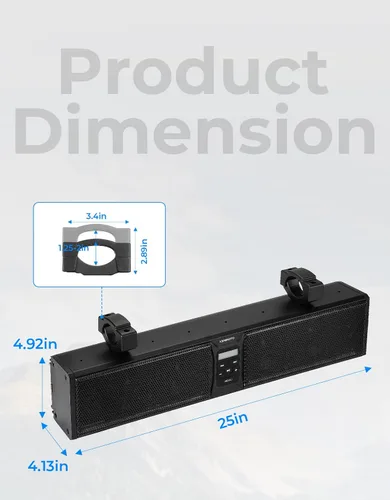 Vista 8 de KEMIMOTO 6-Speaker Metal UTV Sound Bar Compatible with RZR Can-Am Golf ATV