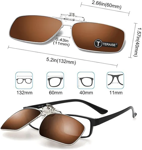 Vista 3 de TERAISE Polarized Clip-on Sunglasses with Flip Up Function Suitable Driving Sports