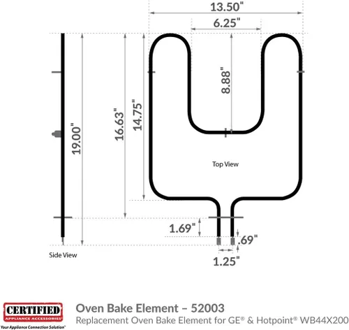 Vista 4 de Certified Appliance Accessories 52003 Elemento de horno de repuesto para GE y Hotpoint WB44X200