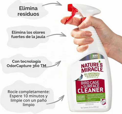 Vista 5 de Nature's Miracle Limpiador de superficies y jaula para pájaros