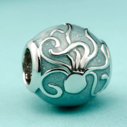 Vista 2 de SOUKISS - Abalorio de plata de ley 925, diseño de pulpo oceánico, se adapta a pulsera europea