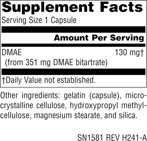 Vista 2 de Source Naturals DMAE, Bitartrato de dimetilaminoetanol, 351 mg - 50