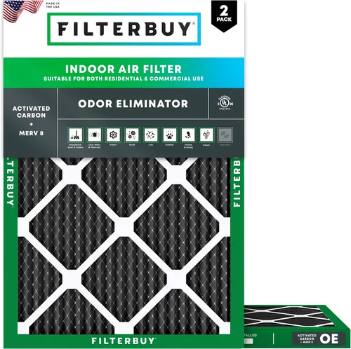 Vista 12 de Filterbuy Filtro de aire MERV 8 de 10 x 10 x 1 pulgadas, defensa de olores y alergias con carbón activado (paquete de 2), filtros electrostáticos