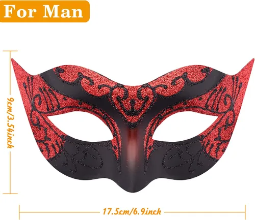 Vista 2 de SIQUK Juego de máscaras para parejas, máscara veneciana para fiesta