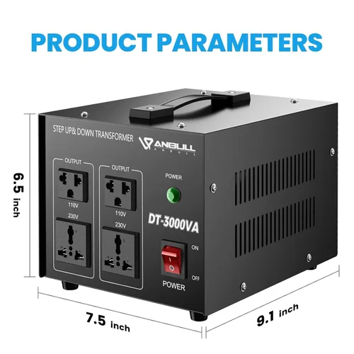 Vista 2 de Transformador Convertidor de Voltaje de 3000 Vatios, Paso Arriba Abajo 110v 220v, Convertidor de Voltaje 220 a 110 Transformador de Alta Resistencia