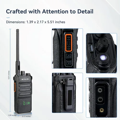 Vista 8 de Retevis RT86 - Radio de 2 vías de largo alcance con cargador de 6 vías para almacén, paquete de 6 High Power Strong Signal, Professional Walkie