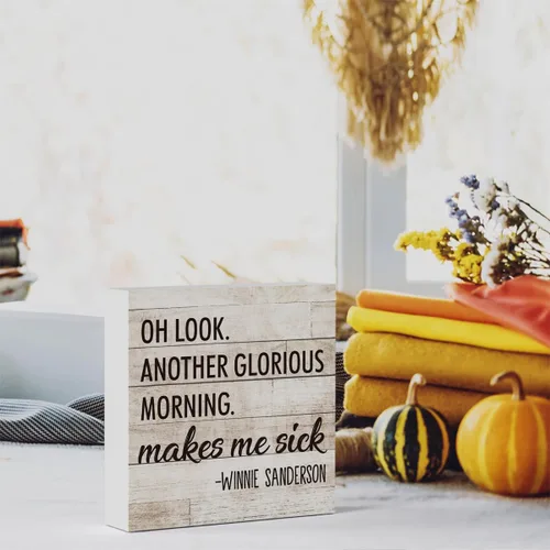 Vista 6 de Letrero rústico de madera de Halloween para otoño, lindo letrero decorativo de madera para pared, escritorio, decoración de baño, 5 x 5 pulgadas