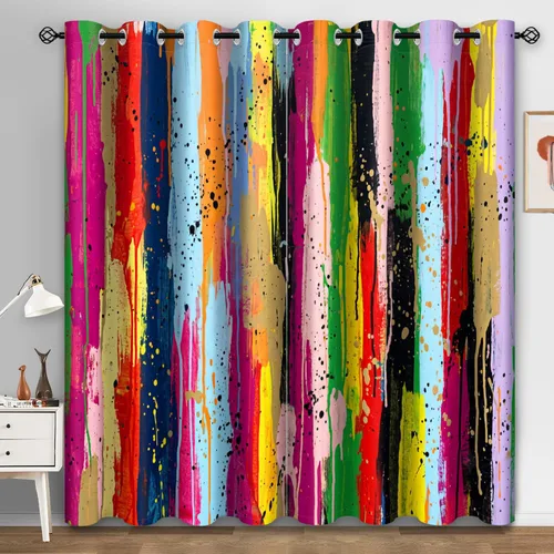 Vista 11 de Aimego - Cortinas opacas rústicas con flores de girasol, cortinas para oscurecer la habitación, estilo granja, paneles de madera, mariposas azules