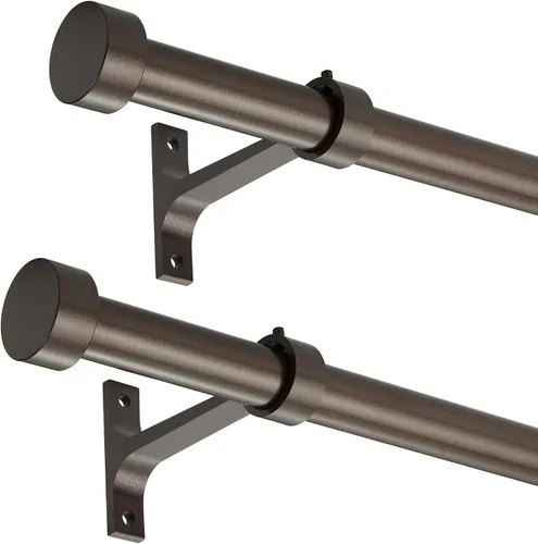Vista 12 de Paquete de 2 barras de cortina para ventanas de 16-28 pulgadas, barras de cortina de ventana ajustables con remates de tapas finales de aluminio