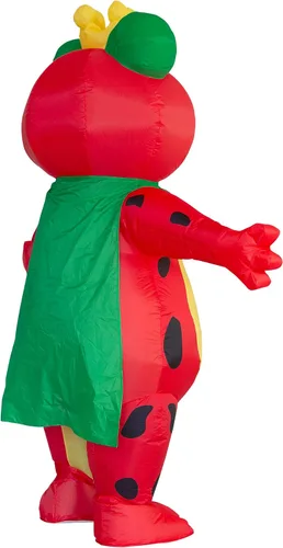 Vista 6 de JYZCOS Disfraz inflable de príncipe de rana con corona para adultos, lindo y divertido animal de Halloween, traje inflable para fiesta de cosplay