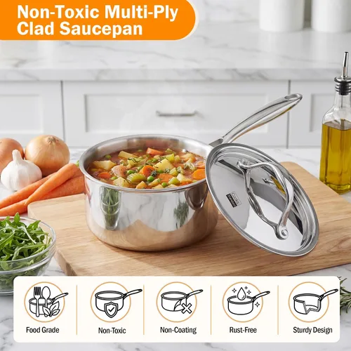 Vista 4 de Cocineros Standard Olla con múltiples capas de acero inoxidable (3 qt), Acero inoxidable