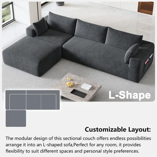 Vista 8 de 108" Cloud Couch Modular Sectional Sofa for Living Room, L Shaped Boneless Couch with Deep Seat Chaise, No Assembly Required Foam Sleeper Sofa for