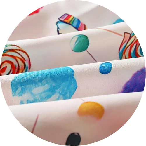 Vista 7 de Falda de verano para niñas pequeñas, vestido sin espalda con tirantes y estampado de helado