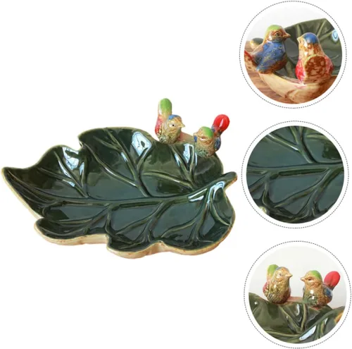 Vista 9 de Mikinona Fruit Tray Ring Display Holder Dessert Platter Ceramic Ring Holder Porcelain Vanity Tray Towel Tray Holiday Dinner Plate Lotus Leaf