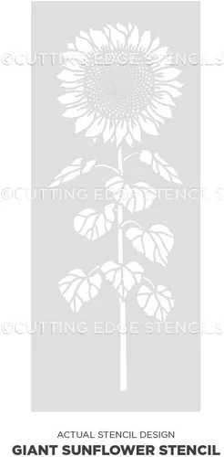 Vista 4 de Plantilla de pared de girasol gigante de 26 pulgadas, plantilla floral grande reutilizable para pintar paredes, vallas, madera, arte de pared