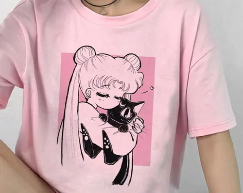 Vista 3 de DealG Sailor Moon - Camiseta de dibujos animados para mujer