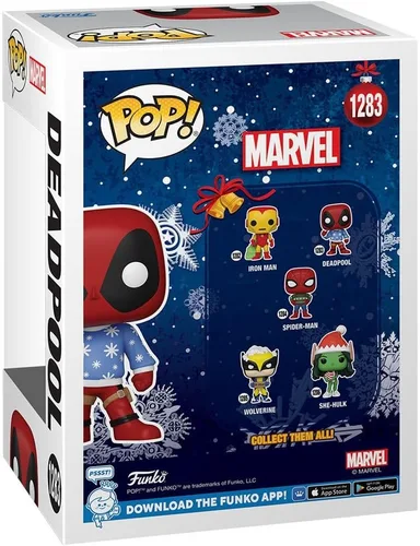 Vista 3 de POP Marvel: Holiday - Figura de vinilo de Funko Deadpool con suéter feo (paquete con funda protectora de caja compatible), multicolor, 3.75 pulgadas