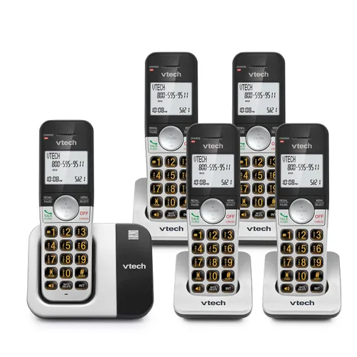 Vista 21 de VTech Teléfono inalámbrico con pantalla grande y botones grandes, DECT 6.0 con identificador de llamadas/llamada en espera, altavoz dúplex completo