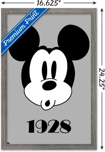 Vista 3 de Trends International Disney Mickey Mouse - Póster de pared con diseño de cara, 22.4 pulgadas de largo x 14.7 pulgadas, versión enmarcada en madera