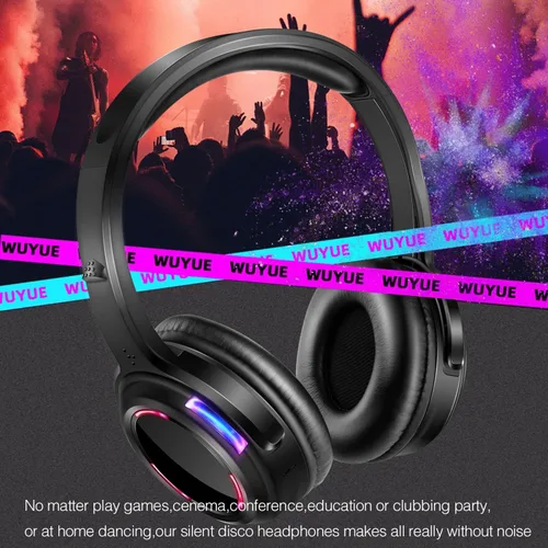 Vista 2 de Auriculares inalámbricos LED silenciosos profesionales de disco silencioso y RF LED silenciosos para iPod MP3 DJ Music Pary Club