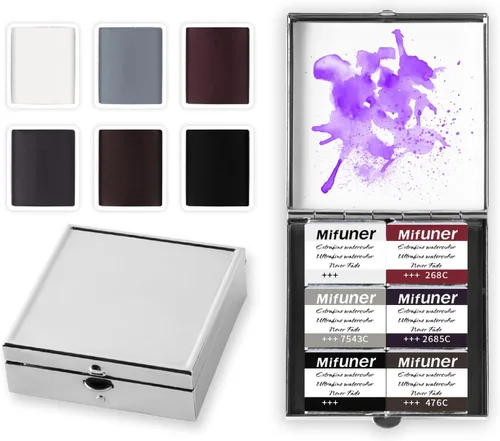 Vista 19 de Caja de estuche de acuarela portátil de mini lata de 12 pozos vacía con bandeja de mezcla de pintura es un pequeño kit de almacenamiento para viajes