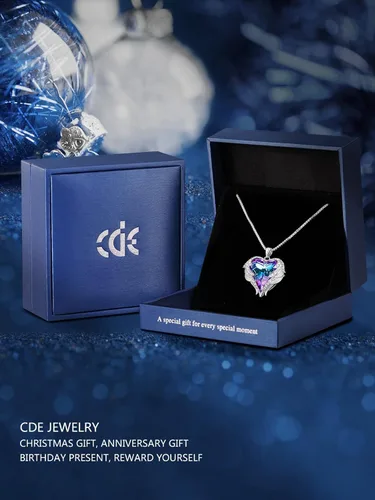 Vista 5 de CDE Collar con dije de corazón de ala de ángel para mujer, tono plateadodorado, regalo de Navidad, San ValentínDía de la Madre, aniversario