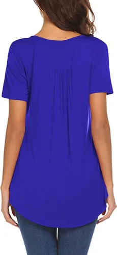 Vista 5 de Halife Blusa casual de manga larga con cuello en V para mujer, ajuste holgado, plisada
