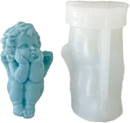 Vista 9 de Molde de vela de ángel de silicona, Molde de forma de ángel lindo, Molde de vela de ángel 3D, Molde para hacer velas, Molde de aromaterapia, Molde