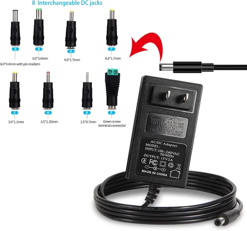 Vista 3 de Fuente de alimentación de 15 V 2 A CC Adaptador de corriente de 30 vatios AC DC 15 V Cable de alimentación 15 voltios 2 amperios de potencia