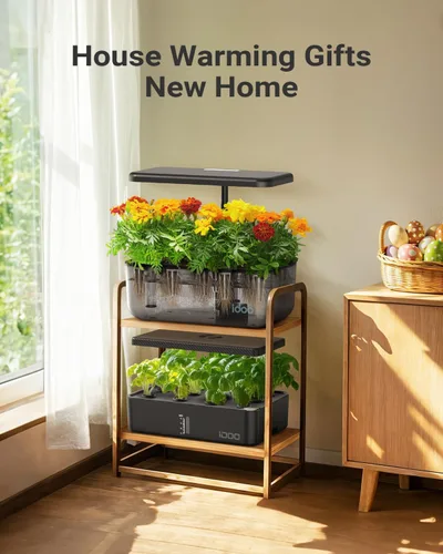 Vista 2 de iDOO Kit de sistema de cultivo hidropónico de 12 cápsulas, regalos navideños regalos de jardinería para mujeres, mamá, papá, niños, jardín