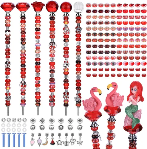 Vista 25 de Kit de 158 piezas de varitas de hadas de bricolaje para jardín, múltiples esquemas de color con cuentas europeas, cristales y puntas de diamante