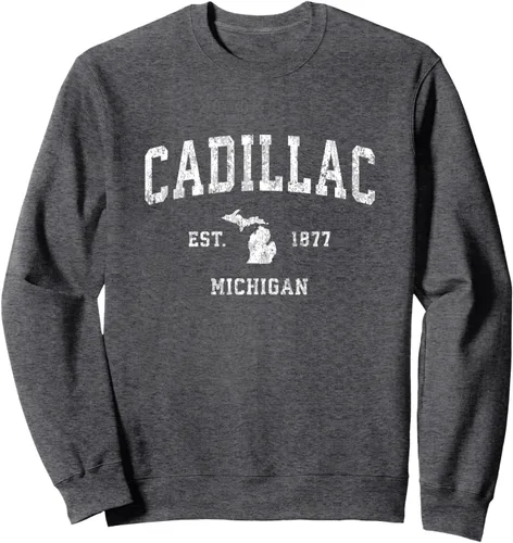 Vista 4 de Cadillac Michigan MI - Sudadera deportiva vintage, Negro, S