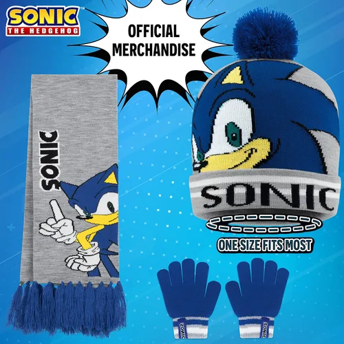 Vista 6 de Sonic The Hedgehog Conjunto de gorro, bufanda y guantes para niños