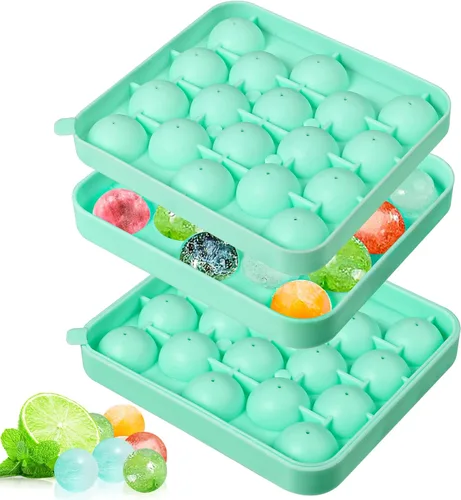 Vista 7 de Webake Paquete de 2 bandejas de cubitos de hielo esféricos, 36 piezas pequeñas redondas de 1.1 pulgadas, moldes de silicona flexibles para cócteles