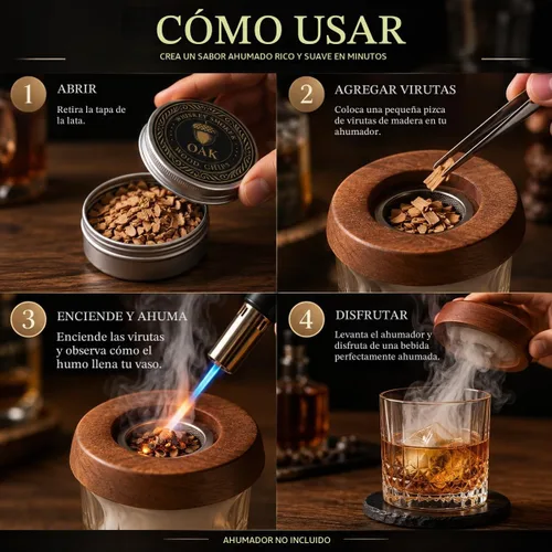 Vista 5 de Recambio de virutas de madera para ahumador de cóctel, paquete