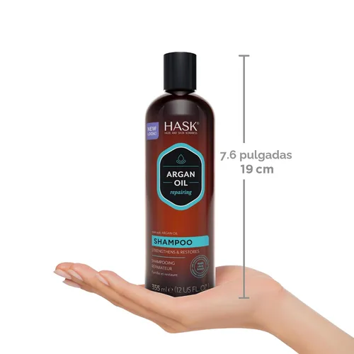 Vista 6 de HASK Set de champú y acondicionador de aceite de argán reparador + aceite de brillo, 2 viales
