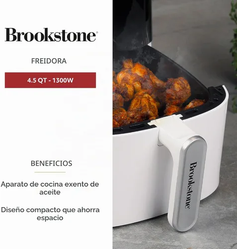 Vista 3 de Brookstone Freidora de aire de 4.5 cuartos de galón, 1300W, pantalla LED, 8