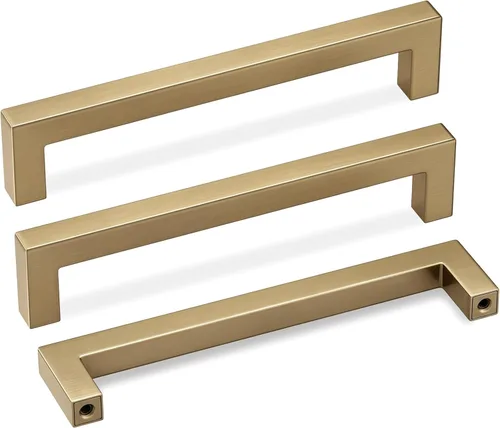 Vista 21 de Goldenwarm Paquete de 10 manijas cuadradas de bronce champán de 3 pulgadas (2.992 in) para armarios de cocina, armarios, aparadores y accesorios
