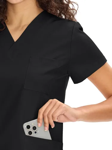 Vista 4 de COZYFIT Scrubs for Women Set - V-Neck & Straight Leg Pants with 9 Pockets Negro