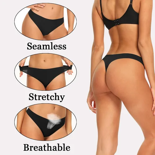 Vista 5 de Tangas sin costuras para mujer, bragas invisibles, ropa interior cómoda y transpirable sin costuras