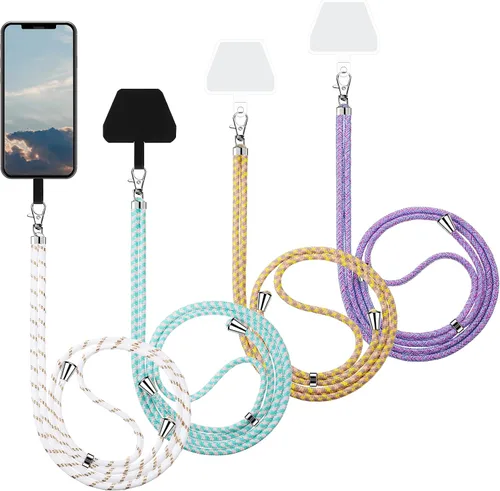 Vista 11 de Weewooday 4 piezas de cordón para teléfono con correa cruzada universal para teléfono celular, cordón para el cuello con parche para mujeres, Negro