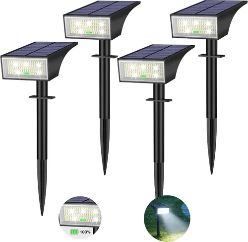 Vista 15 de Focos solares para exteriores con indicador de nivel de batería de 4 LED 2-Blanco fresco