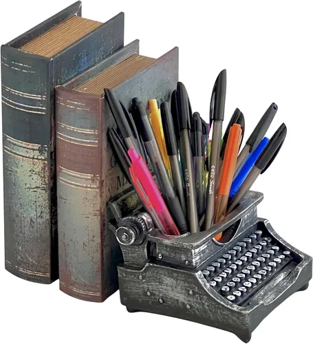 Vista 3 de Bellaa 21413 - Portalápices para máquina de escribir, organizador de escritorio para bolígrafos grandes, antigüedades, retro, shabby chic, taza