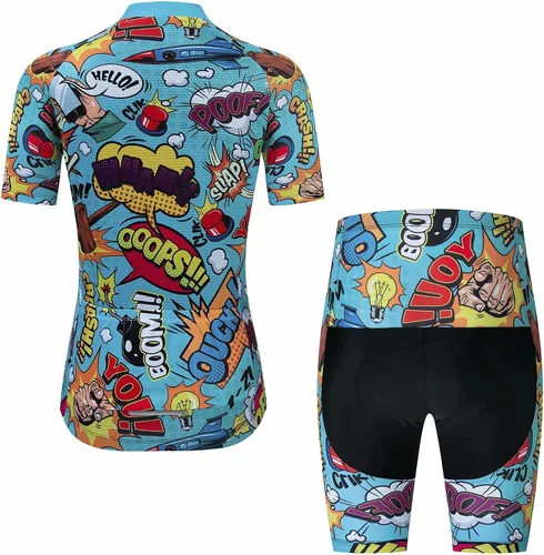 Vista 2 de Camiseta de ciclismo para mujer, diseño de dibujos animados de anime Explosion Comic 2021
